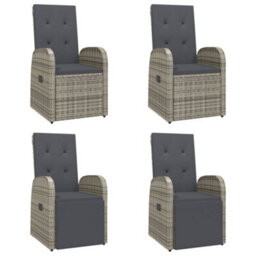 Berkfield 5 Piece Garden Dining Set Grey Poly Rattan&solid Wood Acacia - thumbnail 4
