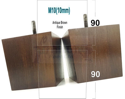L&F 4X Solid Wooden Feet Replacement Furniture Legs 90mm Height Sofas Chairs Stools M10 Tsp2037 Antique Brown - image 1