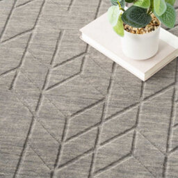 Grey Geometric Modern Wool Rug For Living Room Bedroom & Dining Room-297Cm X 419Cm - thumbnail 4