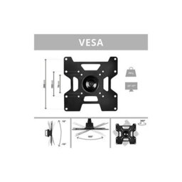 "Duronic Tvb1135 Full Range Tv Bracket, Swivel And Tilt Wall Mount With Vesa 600X400 For Flat Screen Television 23-37""" - thumbnail 2