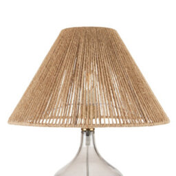 First Choice Lighting Kew - Smokey Tinted Glass Lamp With Natural String Shade - thumbnail 5