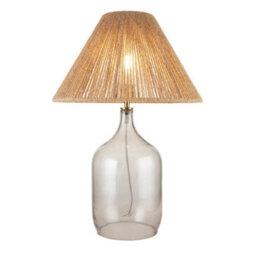 First Choice Lighting Kew - Smokey Tinted Glass Lamp With Natural String Shade - thumbnail 2