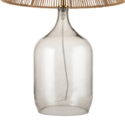 First Choice Lighting Kew - Smokey Tinted Glass Lamp With Natural String Shade - thumbnail 4