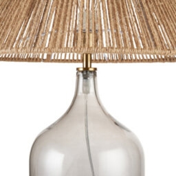 First Choice Lighting Kew - Smokey Tinted Glass Lamp With Natural String Shade - thumbnail 3