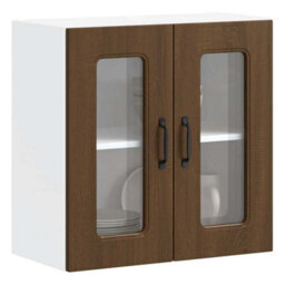 Berkfield Kitchen Wall Cabinet With Glass Door Kalmar Brown Oak Engineered Wood