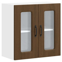 Berkfield Kitchen Wall Cabinet With Glass Door Kalmar Brown Oak Engineered Wood - thumbnail 2