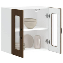 Berkfield Kitchen Wall Cabinet With Glass Door Kalmar Brown Oak Engineered Wood - thumbnail 5