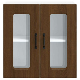 Berkfield Kitchen Wall Cabinet With Glass Door Kalmar Brown Oak Engineered Wood - thumbnail 7