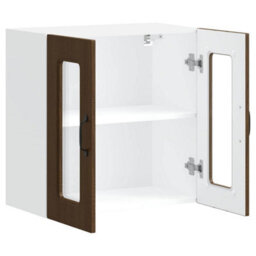 Berkfield Kitchen Wall Cabinet With Glass Door Kalmar Brown Oak Engineered Wood - thumbnail 6