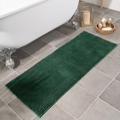 Ohs Chenille Noodle Non-Slip Soft Shower Bath Mat, 45 X 110Cm - Green - image 1