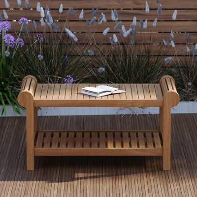 Eterna Deluxe Sir Edwin Lutyens Solid Teak Wood Outdoor Coffee Table - (H) 45Cm X (L) 130Cm - image 1