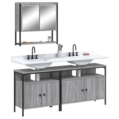Berkfield 3 Piece Bathroom Furniture Set Grey Sonoma Engineered Wood - image 1