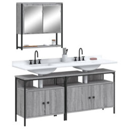 Berkfield 3 Piece Bathroom Furniture Set Grey Sonoma Engineered Wood - thumbnail 1