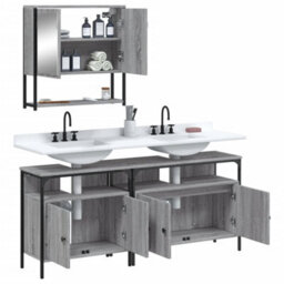 Berkfield 3 Piece Bathroom Furniture Set Grey Sonoma Engineered Wood - thumbnail 4