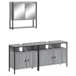 Berkfield 3 Piece Bathroom Furniture Set Grey Sonoma Engineered Wood - thumbnail 2