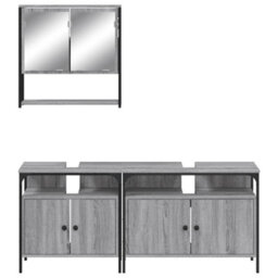 Berkfield 3 Piece Bathroom Furniture Set Grey Sonoma Engineered Wood - thumbnail 5