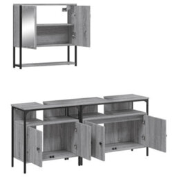 Berkfield 3 Piece Bathroom Furniture Set Grey Sonoma Engineered Wood - thumbnail 6