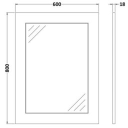 Nuie York Royal Grey 600mm Flat Mirror Olf414 - 800mm H X 600mm W, Mdf Vinyl Woodgrain, 5 Year Guarantee - thumbnail 2
