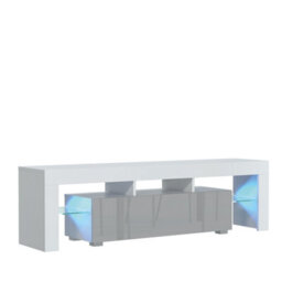 Aria Tv Unit 160Cm White And Grey High Gloss Doors With Led Lighting - Creative Furniture - thumbnail 5