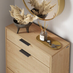 Sobuy Shoe Cabinet With 1 Drawer And Flip-Down Doors Storage 12 Pairs Load Capacity 27 Kg Fsr212-N - Light Oak - thumbnail 7