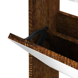 Berkfield Modern Shoe Cabinet With Mirror 3-Layer Smoked Oak 63X17X102.5 Cm - thumbnail 6