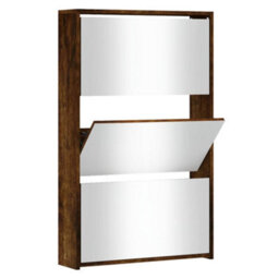 Berkfield Modern Shoe Cabinet With Mirror 3-Layer Smoked Oak 63X17X102.5 Cm - thumbnail 1