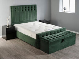 Divan Base Direct Portia Ottoman Storage Box 3Ft Single - Plush Velvet Emerald Green - thumbnail 2