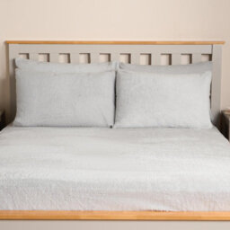 OHS Teddy Fleece Pillowcase Cover Bedding Set 2 X Thermal, 50 X 75Cm - Grey - thumbnail 2