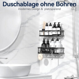 Bathroom Storage Storage Rack With 4 Hooks Adhesive Hanging For Bathroom Kitchen - thumbnail 3