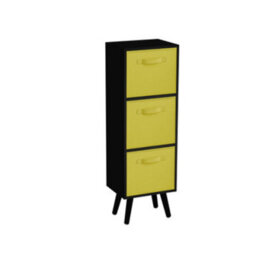 Urbn-Living Urbnliving 80Cm Height 3 Tier Black Wooden Storage Bookcase Scandinavian Style Black Legs With Yellow Inserts - thumbnail 2