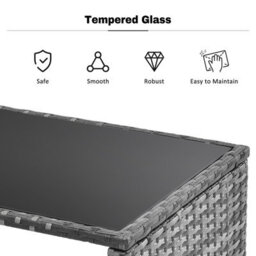 Fenchilin Garden Sofa Set Rattan Patio Furniture Sofa With Table, Stools Lounge Set Grey - thumbnail 7