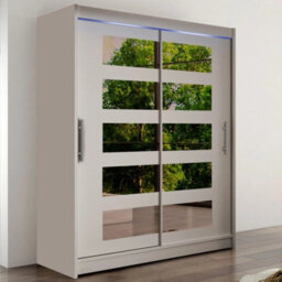 Westa V 150Cm Sliding Wardrobe With Mirrors Cashmere Rgb Led Lights - thumbnail 2