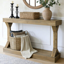 Fativo L120X W30X H75.5Cm Solid Wood Console Table Long Narrow Sofa Table Behind The Couch Home Decorative, Grey