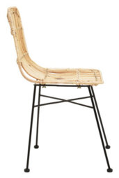 Orsina Natural Rattan Chair With Black Metal Legs, Hand Woven Rattan Dining Chair, Outdoor Rattan Chair For Garden - thumbnail 3