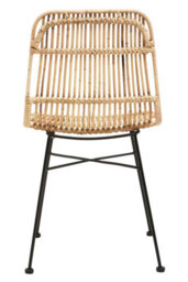 Orsina Natural Rattan Chair With Black Metal Legs, Hand Woven Rattan Dining Chair, Outdoor Rattan Chair For Garden - thumbnail 2