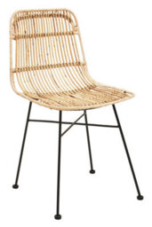Orsina Natural Rattan Chair With Black Metal Legs, Hand Woven Rattan Dining Chair, Outdoor Rattan Chair For Garden - thumbnail 4