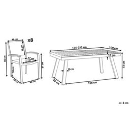 Beliani Garden Dining Set 8 Seater Pereta Metal Grey - thumbnail 3