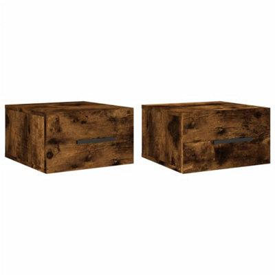 Berkfield Durable Wall-Mounted Bedside Cabinets 2 Pcs Smoked Oak 35X35X20 Cm - image 1