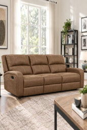 Loft Home Celestine Tan 3 Seater Fabric Manual Recliner Sofa - thumbnail 4