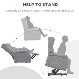 Homcom Power Lift Chair For The Elderly Fabric Recliner Armchair W/ Remote Grey - thumbnail 6