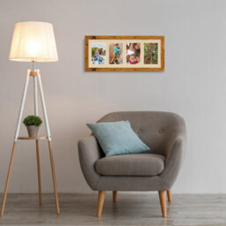 AK Frames 50X20Cm Rustic Oak Modern Multi Photo Frame With Ivory Mount - Holds 4 Apertures (4X) 6X4 Photos - thumbnail 3