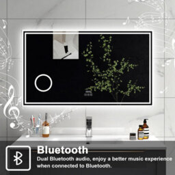 Sline 1000X600mm Bluetooth Led Bathroom Mirror With 3-Colour Modes Demister Pad Digital Clock Magnifying Glass - thumbnail 4
