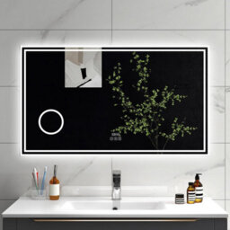 Sline 1000X600mm Bluetooth Led Bathroom Mirror With 3-Colour Modes Demister Pad Digital Clock Magnifying Glass - thumbnail 1