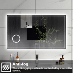 Sline 1000X600mm Bluetooth Led Bathroom Mirror With 3-Colour Modes Demister Pad Digital Clock Magnifying Glass - thumbnail 3