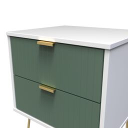 Linear Ready Assembled Matt Green & White No Effect 2 Drawer Wide Bedside Chest (H)505mm (W)395mm (D)415mm - thumbnail 4