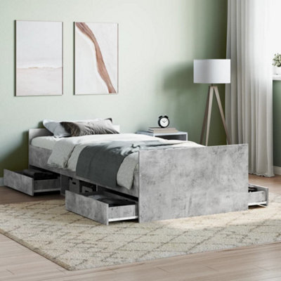 Berkfield Bed Frame With Headboard And Footboard Concrete Grey 90X200 Cm - image 1