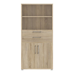 Furniture To Go Prima Bookcase 2 Shelves With 2 Drawers And 2 Doors In Oak - thumbnail 2