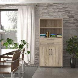Furniture To Go Prima Bookcase 2 Shelves With 2 Drawers And 2 Doors In Oak - thumbnail 7