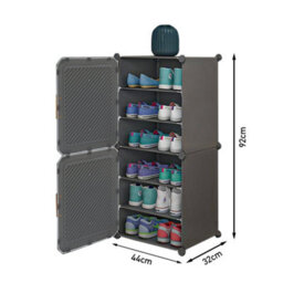 Living And Home Dark Grey Home Entryway Large Capacity Multi-Layer Shoe Cabinet 44X32X92Cm - thumbnail 5