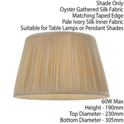 "12"" Elegant Round Tapered Drum Lamp Shade Oyster Gathered Pleated Silk Cover" - thumbnail 2